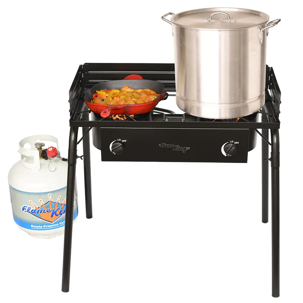Outdoor Propane Double Dual Burner Stove 100,000 BTU Per Burner - Master