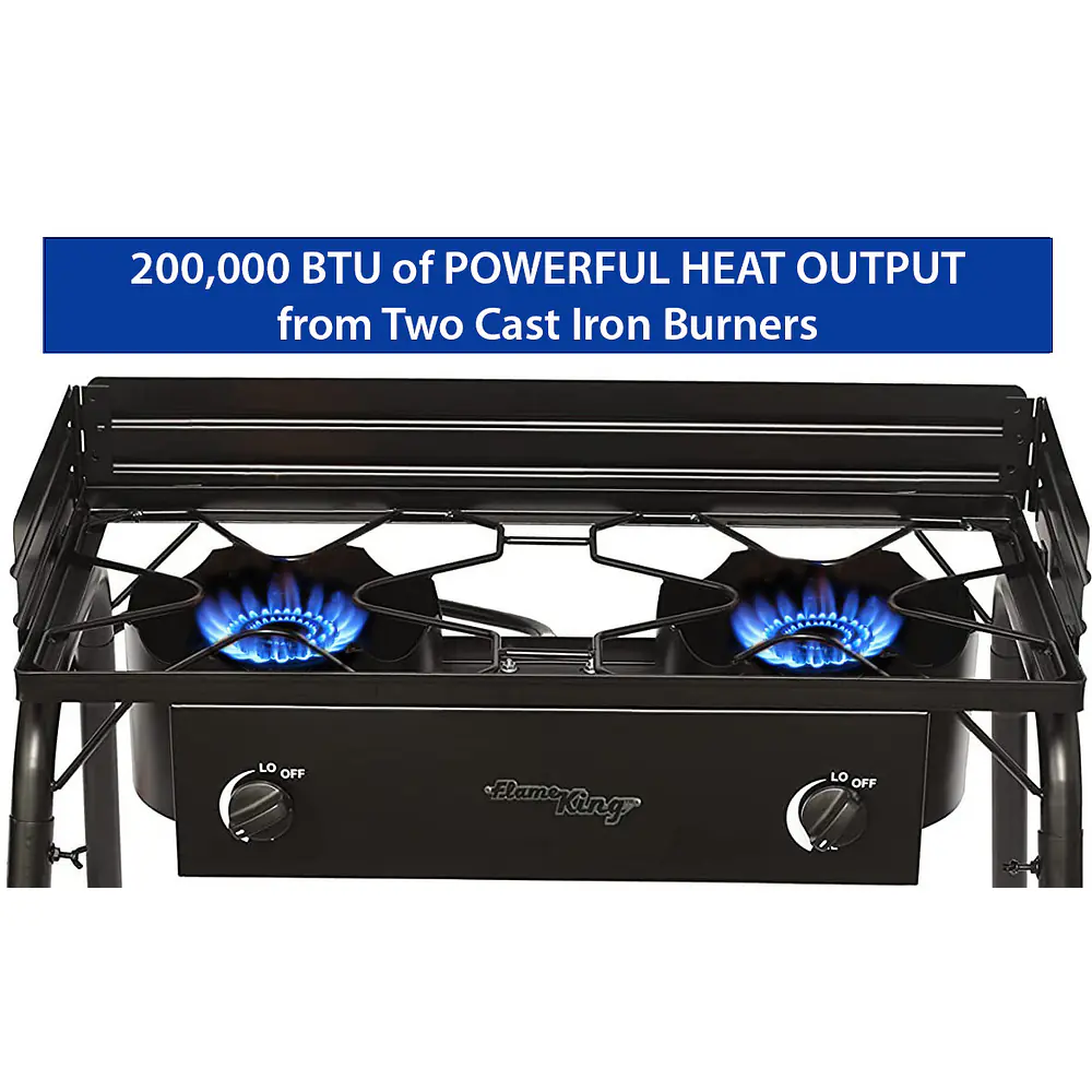 Outdoor Propane Double Dual Burner Stove 100,000 BTU Per Burner - Master