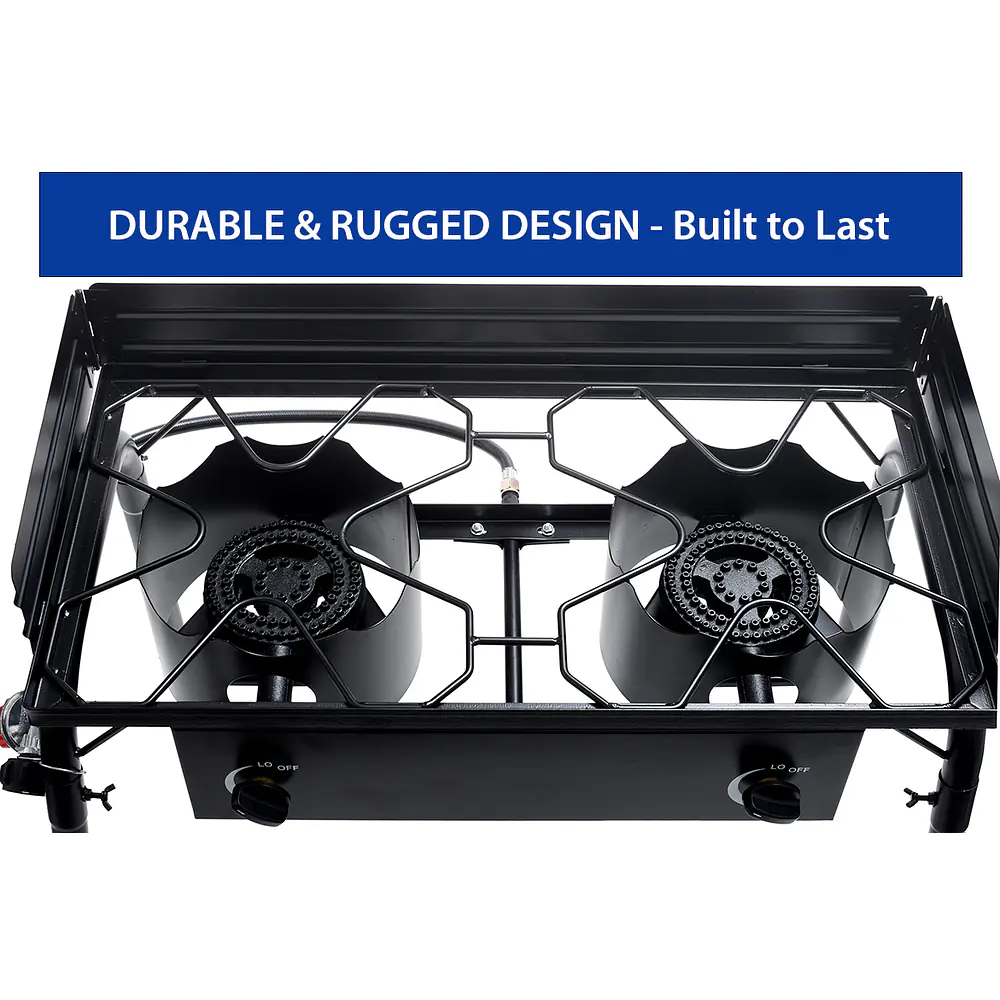 Outdoor Propane Double Dual Burner Stove 100,000 BTU Per Burner - Master
