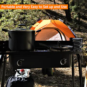 Outdoor Propane Double Dual Burner Stove 100,000 BTU Per Burner - Master