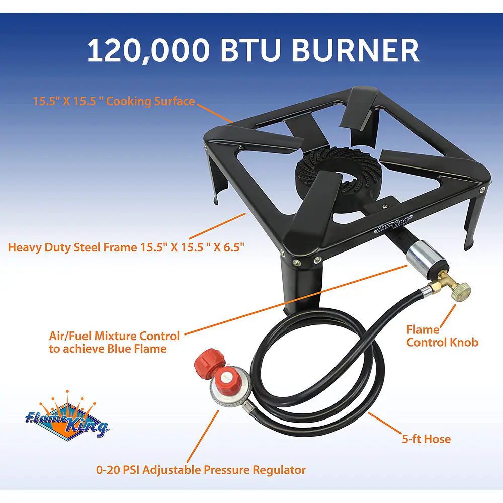 100,000 BTU, 0-20 PSI, Turkey Fryer Single Propane Burner Bayou Cooker - Master