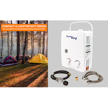 Portable Tankless Water Heater Propane Gas 5L 1.32GPM at 34,000 BTU, Outdoor Instant Hot Water Shower for RV, Camping, Farm, Cabins - Master