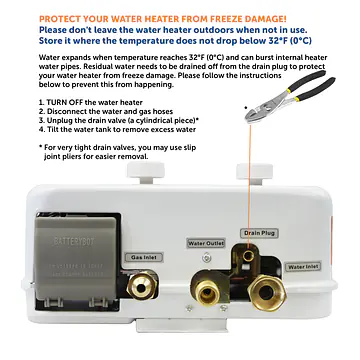 Portable Tankless Water Heater Propane Gas 5L 1.32GPM at 34,000 BTU, Outdoor Instant Hot Water Shower for RV, Camping, Farm, Cabins - Master