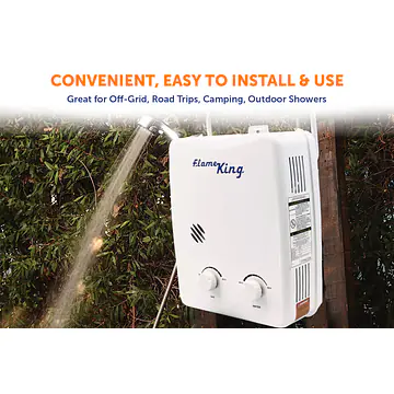 Portable Tankless Water Heater Propane Gas 5L 1.32GPM at 34,000 BTU, Outdoor Instant Hot Water Shower for RV, Camping, Farm, Cabins - Master