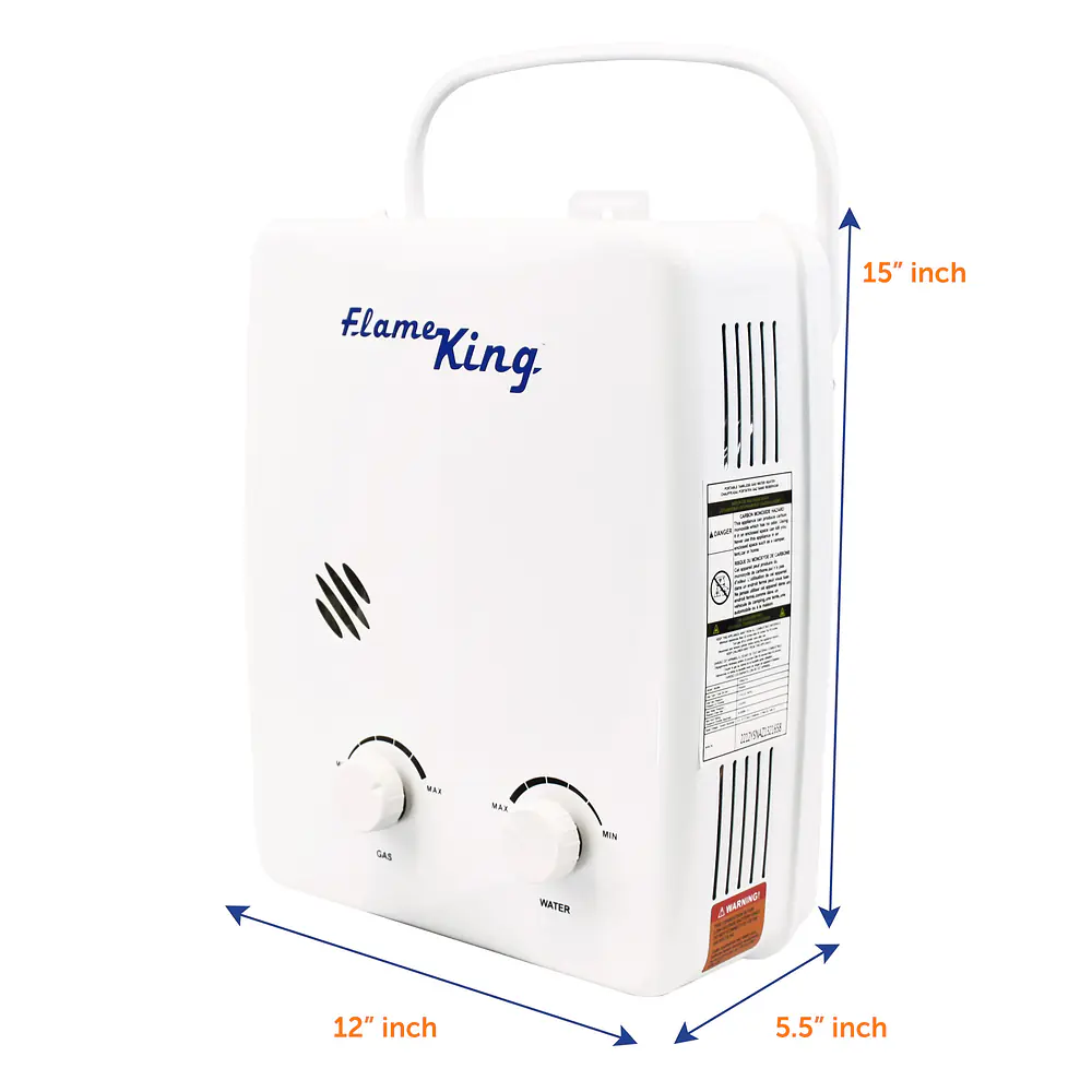 Portable Tankless Water Heater Propane Gas 5L 1.32GPM at 34,000 BTU, Outdoor Instant Hot Water Shower for RV, Camping, Farm, Cabins - Master