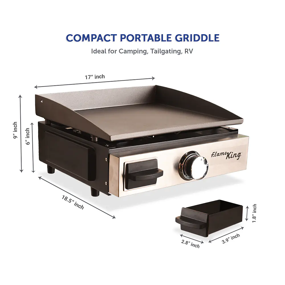 Flat Top Portable Table Top Propane Cast Iron Grill Griddle - Master