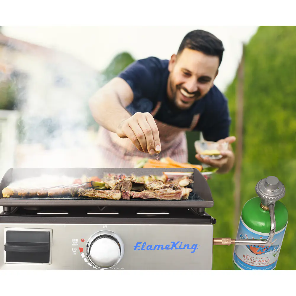 Flat Top Portable Table Top Propane Cast Iron Grill Griddle - Master