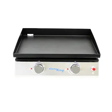 2-Burner Propane Tabletop 22", Heavy Duty Flat Top Cast Iron Griddle Grill Station - Master
