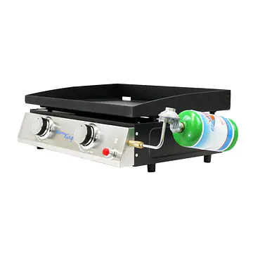 2-Burner Propane Tabletop 22", Heavy Duty Flat Top Cast Iron Griddle Grill Station - Master