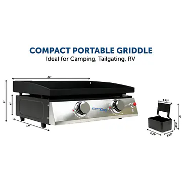 2-Burner Propane Tabletop 22", Heavy Duty Flat Top Cast Iron Griddle Grill Station - Master