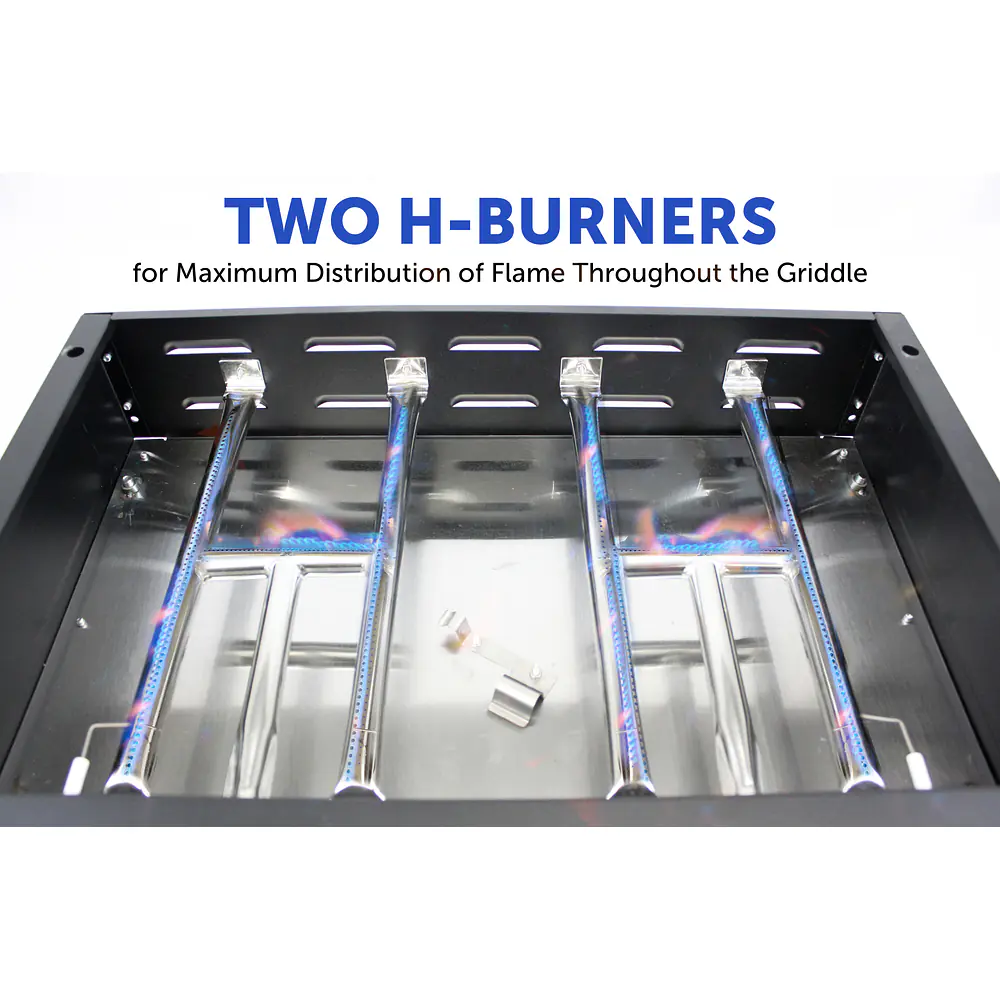 2-Burner Propane Tabletop 22", Heavy Duty Flat Top Cast Iron Griddle Grill Station - Master