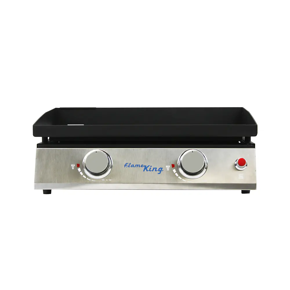 2-Burner Propane Tabletop 22", Heavy Duty Flat Top Cast Iron Griddle Grill Station - Master