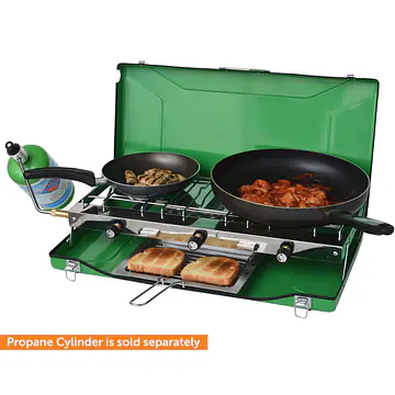 Portable 3 Burner Propane Gas Camping Stove w/Toast Tray - Master