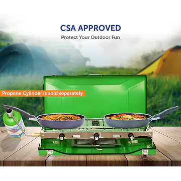 Portable 3 Burner Propane Gas Camping Stove w/Toast Tray - Master