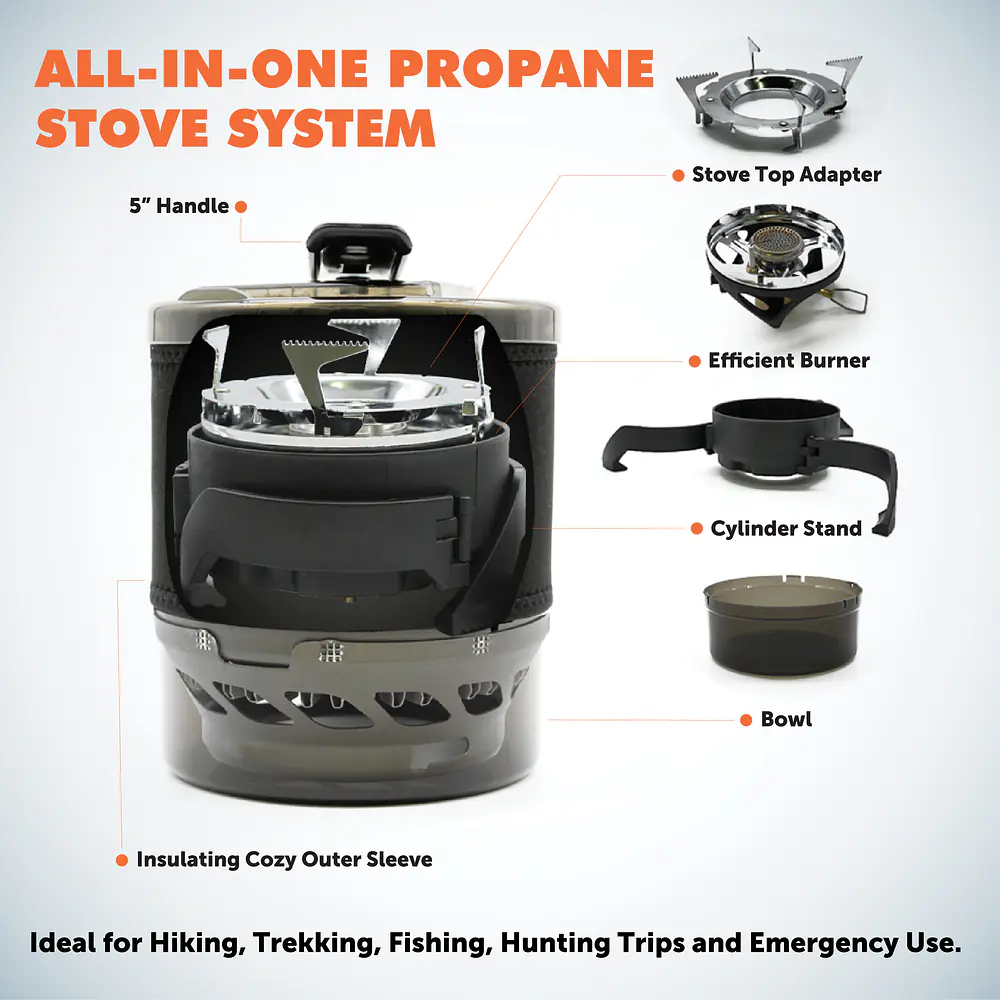 Camping and Backpacking Mini Propane Stove Cooking System - Master