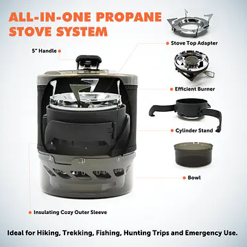Camping and Backpacking Mini Propane Stove Cooking System - Master