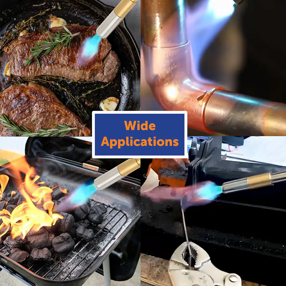 Propane Gas Blow Torch with Push Button Igniter & 2 Interchangeable Heads - Master