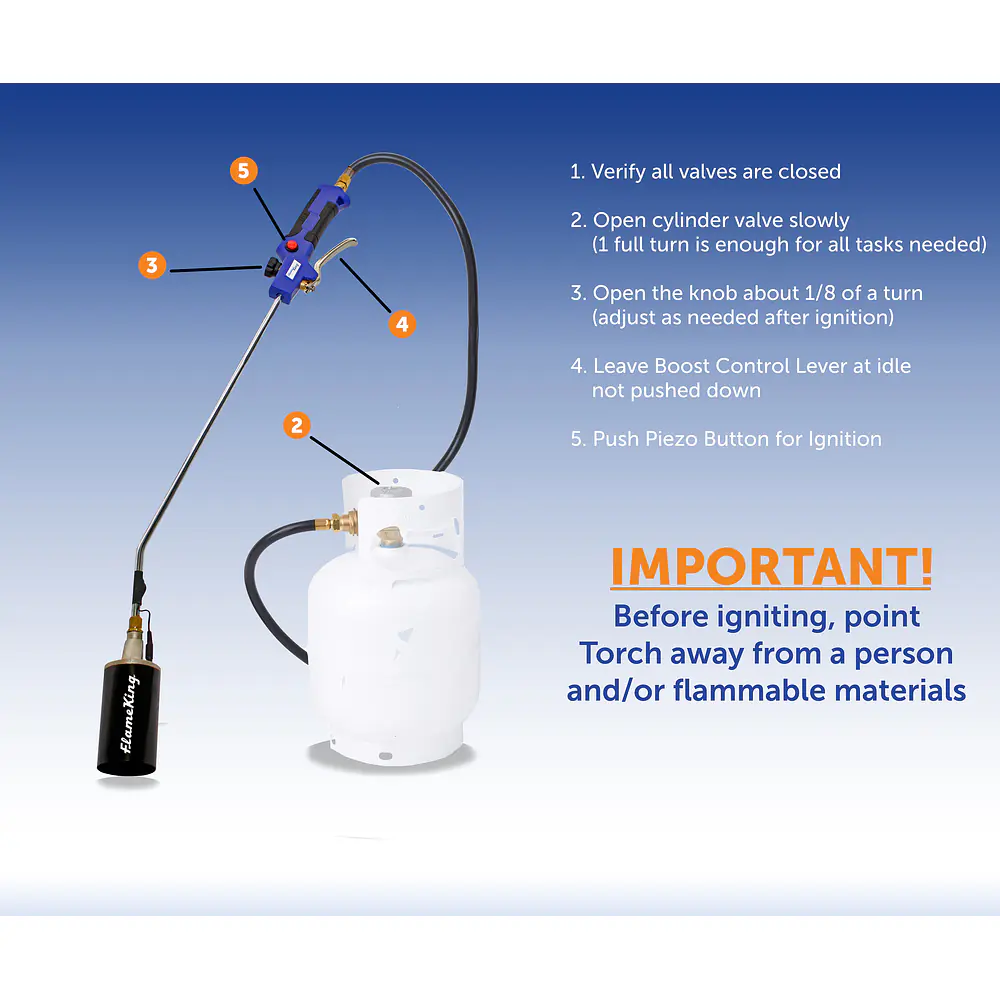 Propane Weed Burner Torch 340,000 BTU with Battery Operated Igniter - Master