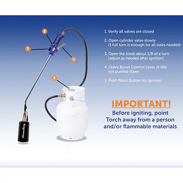 Propane Weed Burner Torch 340,000 BTU with Battery Operated Igniter - Master
