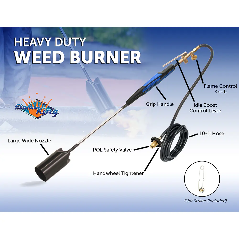 Heavy Duty Propane Torch Weed Burner, 500K BTU, Comes with Flint Striker - Master