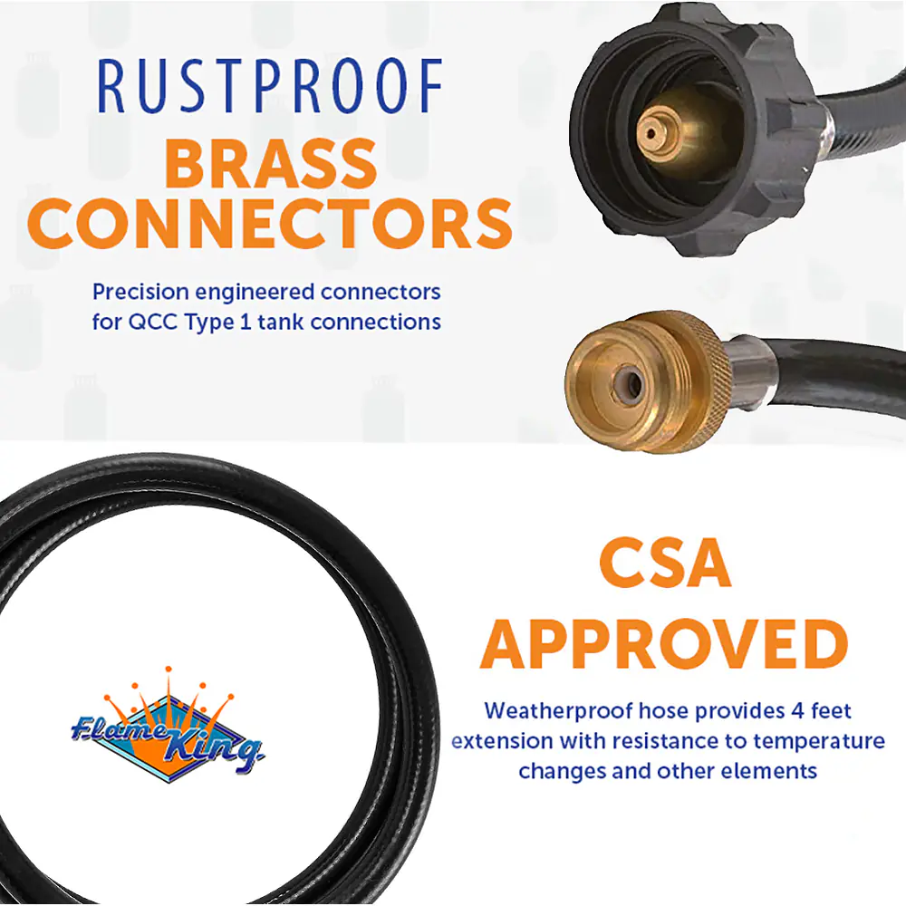 4 Feet Propane Adapter Hose 1 lb to 20 lb Converter Replacement for QCC1 - Master