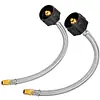 1/4″ NPT 12" Stainless Steel Braided Propane Pigtail Hose 2 Pack for RV Regulators, Steel/Black/Brass - Master