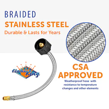 1/4″ NPT 12" Stainless Steel Braided Propane Pigtail Hose 2 Pack for RV Regulators, Steel/Black/Brass - Master