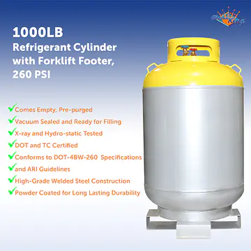 1,000 Lbs capacity refrigerant recovery cylinder 260 PSI - Master